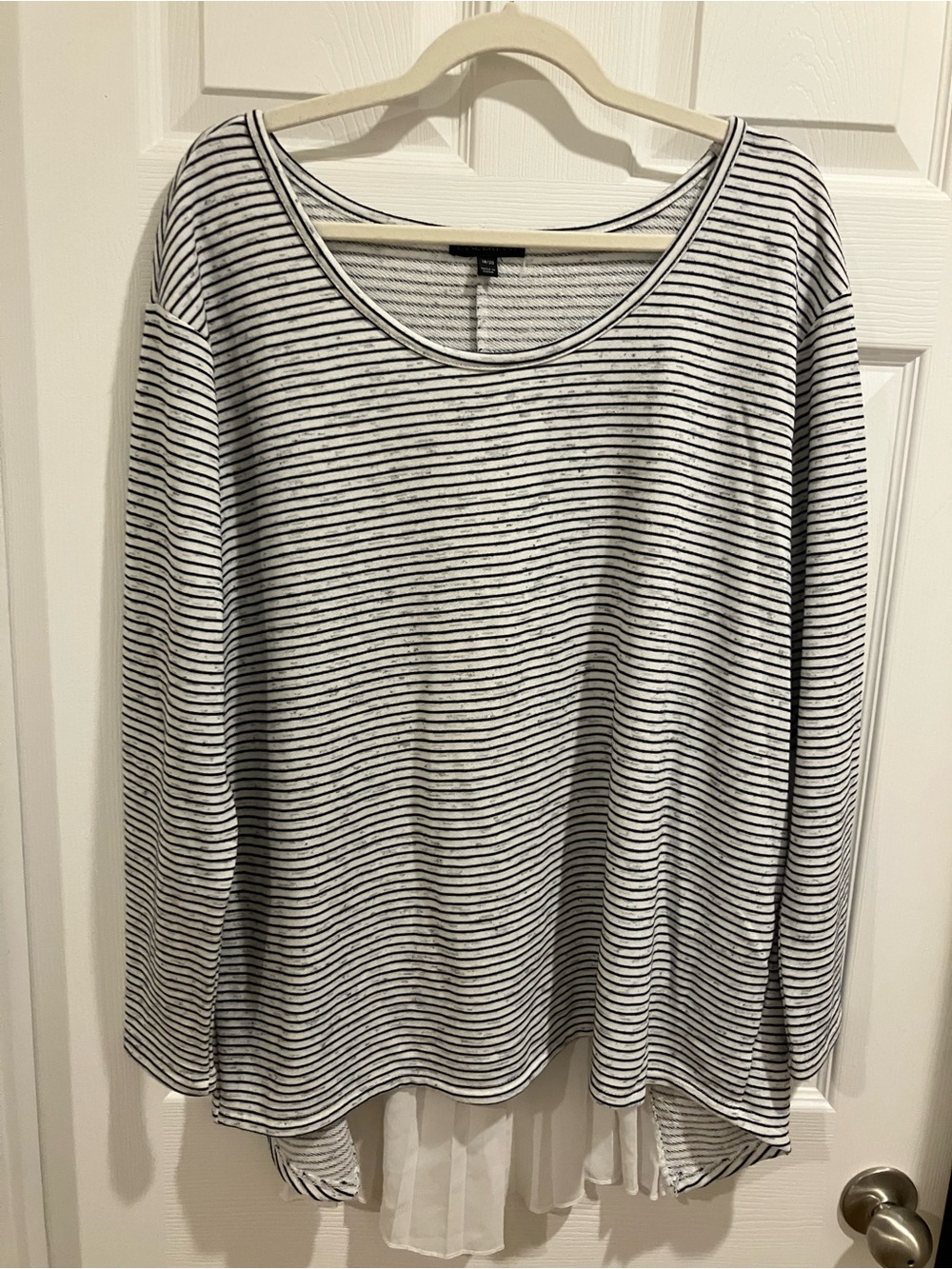 Lane Bryant Black and White Striped Long Sleeve Top